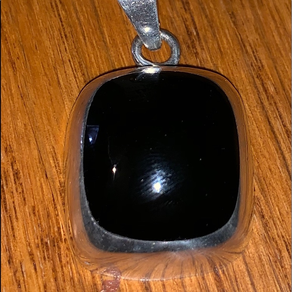 Nice black onyx and silver pendant, heavy